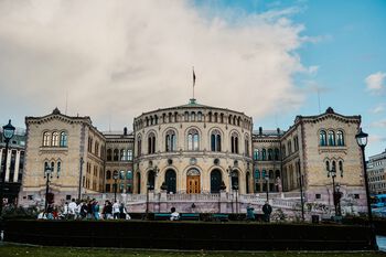 The Norwegian parliament building in Oslo